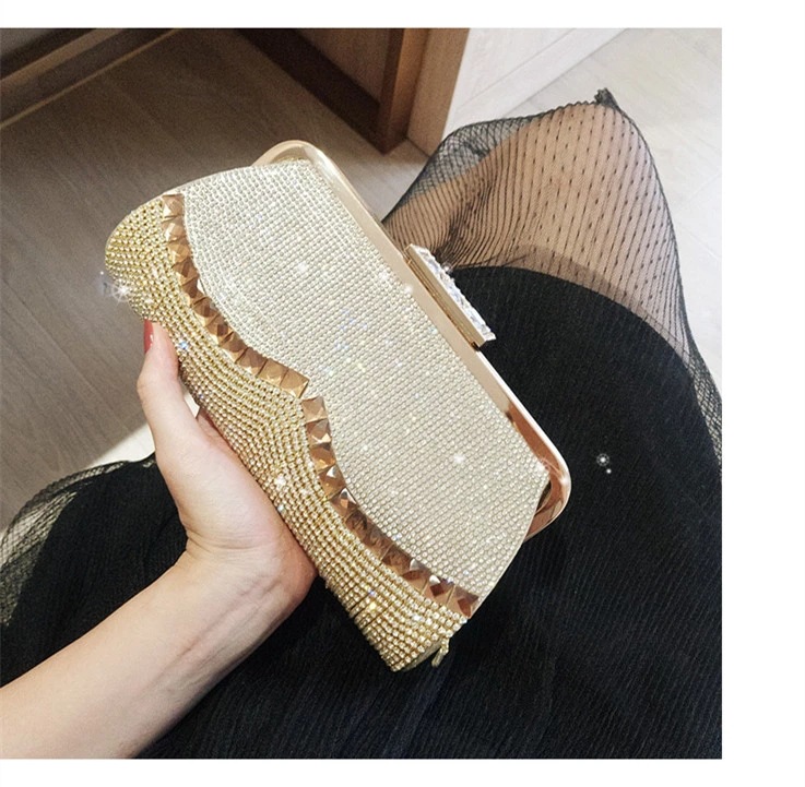 PU Leather Solid Color Rhinestone Tassel Evening Bags display picture 2