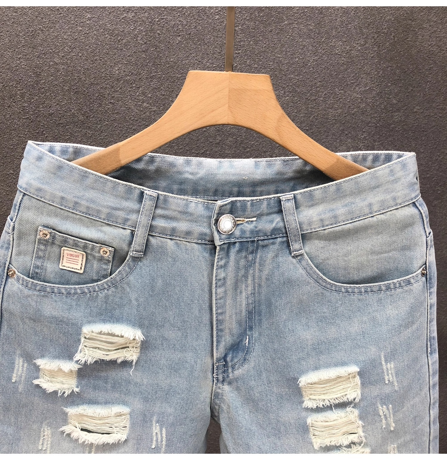 Men's Mid High Waist Denim Shorts Summer Thin Style Casual Loose Straight Leg Five Point Pants New_mkmklike.com
