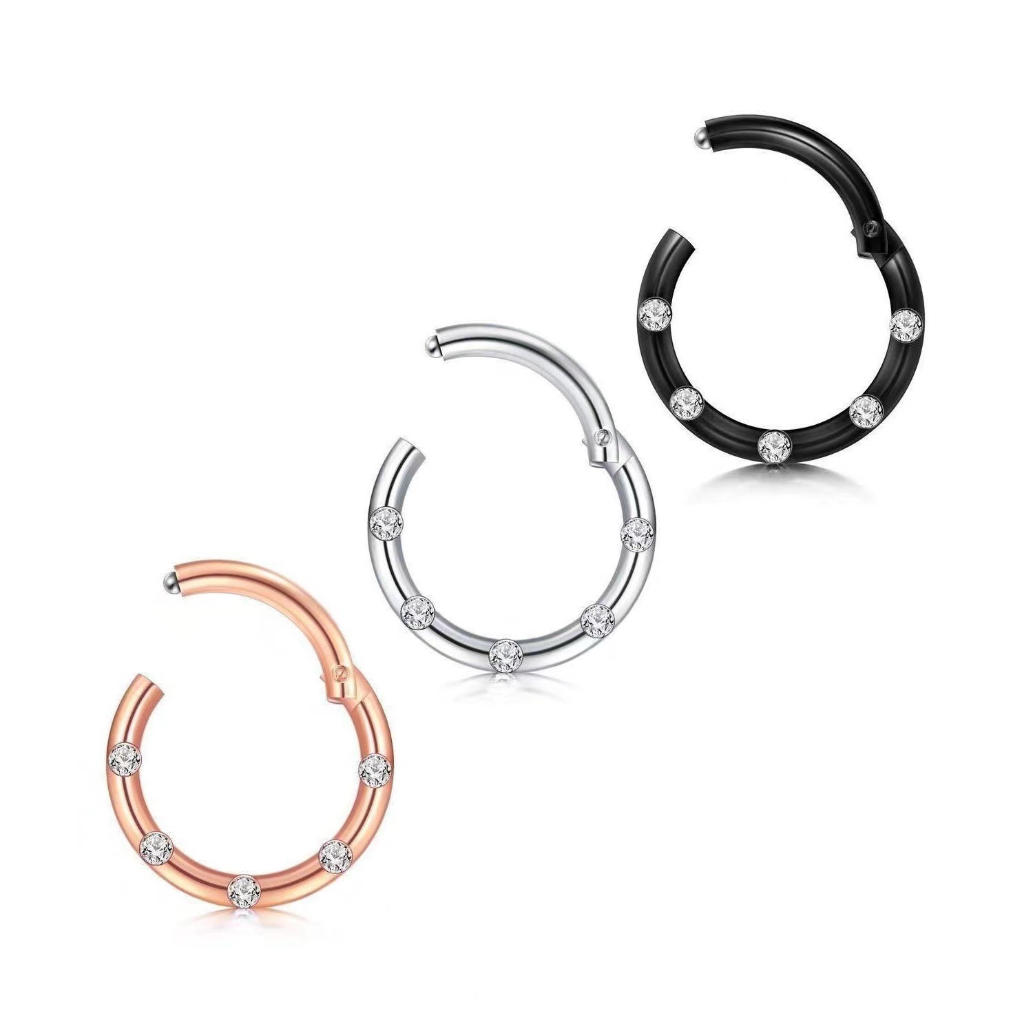 G23 Titanium Alloy CZ Nose Ring Stud 5 Earrings Piercing Ear Bone Stud Closure detail image 18