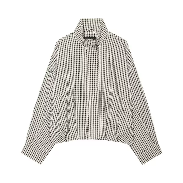 Taop&Za Women's 2026 Summer New Fashion Versatile Plaid Bomber Jacket 3046210