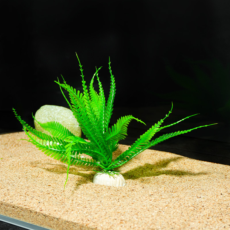 Pecera Decoración Planta Flor de plástico Flor falsa Pecera Paisaje Hoja de bambú Simulación al por mayor Agua de hierba Hotel Decoración de mesa de arena