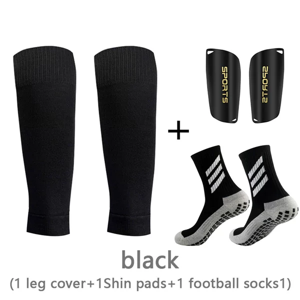 Amazon Football Shin Guard Socks Three-Piece Combination Glue Anti-Slip Adult Sports Socks Black and White Cycling Socks Set