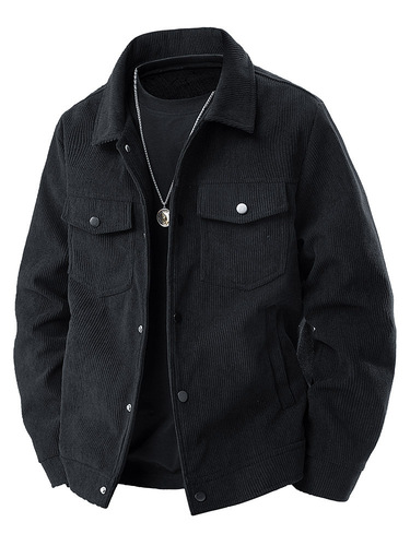 Spring and autumn new corduroy working lapel jacket, men's blue casual trend coat, handsome top, all-match