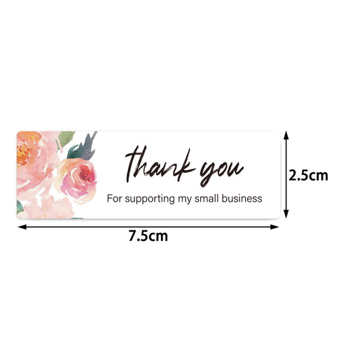 Cross-border wholesale 3-packs of floral long strip thank you stickers gift box sealed self-adhesive label packaging