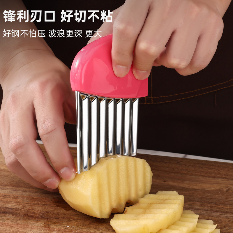 Factory Wholesale Stainless Steel Potato Wave Knife Fries Cut Potato Cut Kitchen Gadgets Corrugated Knife Cutter