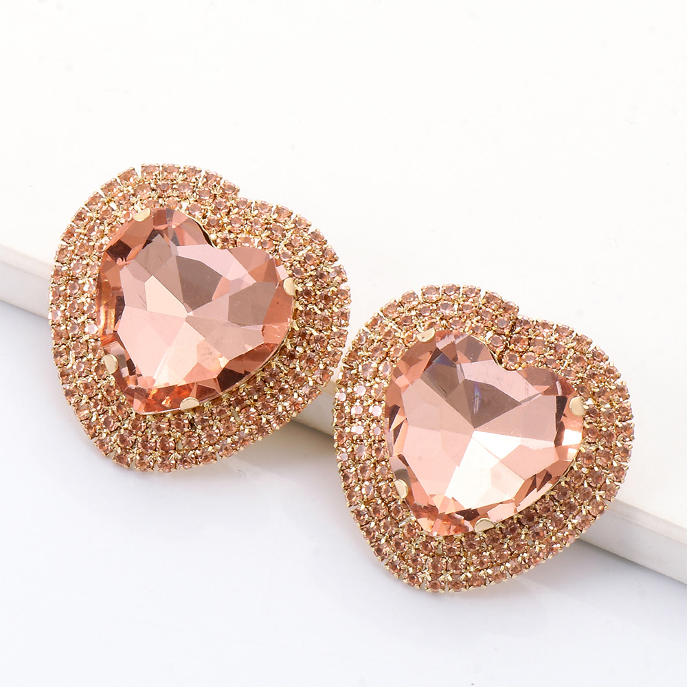 fashion heart-shaped alloy diamond earrings