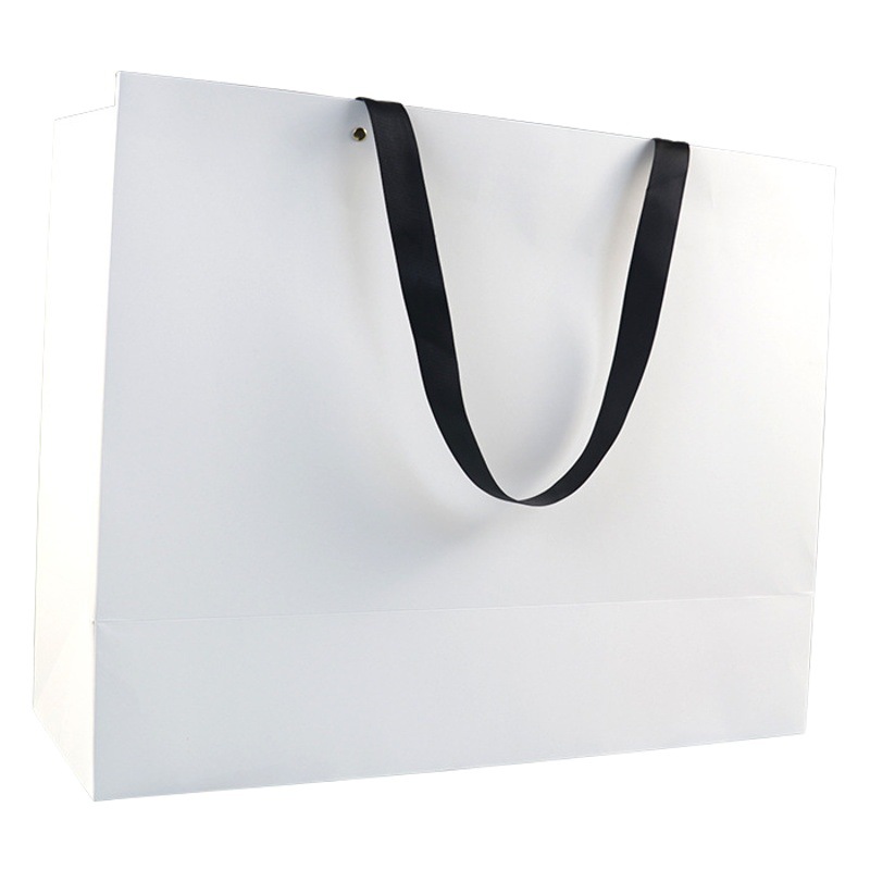 Bolsa de papel portátil, bolsa de ropa, bolsa de compras publicitaria, bolsa de papel para tienda de ropa de gran tamaño para colgar en el hombro, bolsa de regalo blanca pura