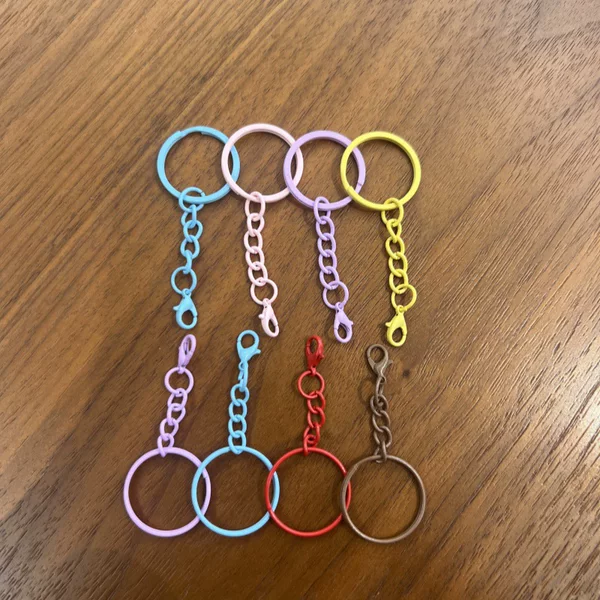 Colorful Painted Keychain with Chain Lobster Clasp Keychain DIY Handmade Accessories Doll Keychain