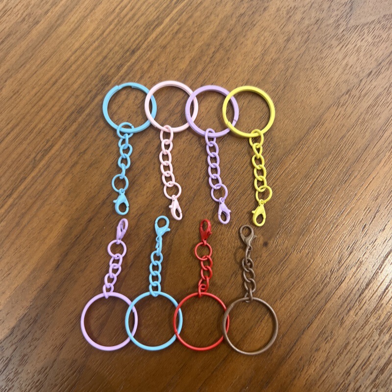 Colorful Painted Keychain with Chain Lobster Clasp Keychain DIY Handmade Accessories Doll Keychain