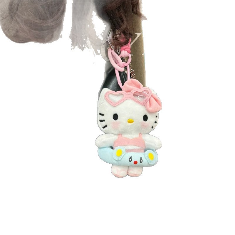 水泳リング黒革ハローキティペンダントかわいいスクールバッグバッグ人形人形小物ぬいぐるみガールフレンド用|undefined