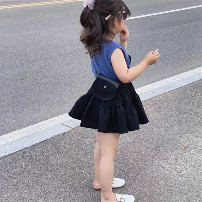 女童黑色短裙夏裝休閒外穿時髦新款洋氣寶寶夏季百搭半身裙韓版潮