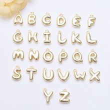保色18K包金26个字母配件黄铜光面英文字母小吊坠diy手链串珠配件