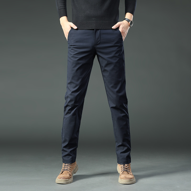 2026 New Style Royal Blue Men's Straight-Leg Dress Pants Nuzakod Elastic Fine Canvas Non-Iron Dress Pants