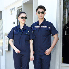 Summer Short-Sleeve Workwear Set for Men, Anti-Static, Ideal for Gas Stations, Workshop, and Factory Use—Custom Logo Printing Available; Labor Protection Clothing Wholesale