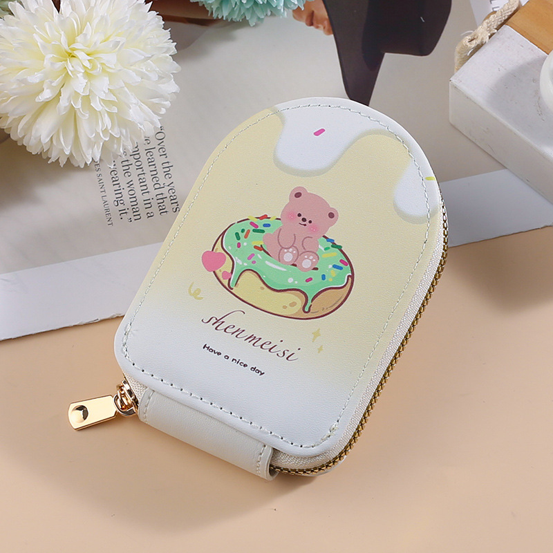 Ventas transfronterizas de dibujos animados donuts bolsa de tarjetas de órgano para mujeres tarjetas de órgano compactas de tarjetas de tarjetas múltiples bolsas de cambio