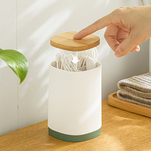 Japanese-style toothpick box, household automatic push-type pop-up compartment cotton swab floss box toothpick jar toothpick tube light luxury