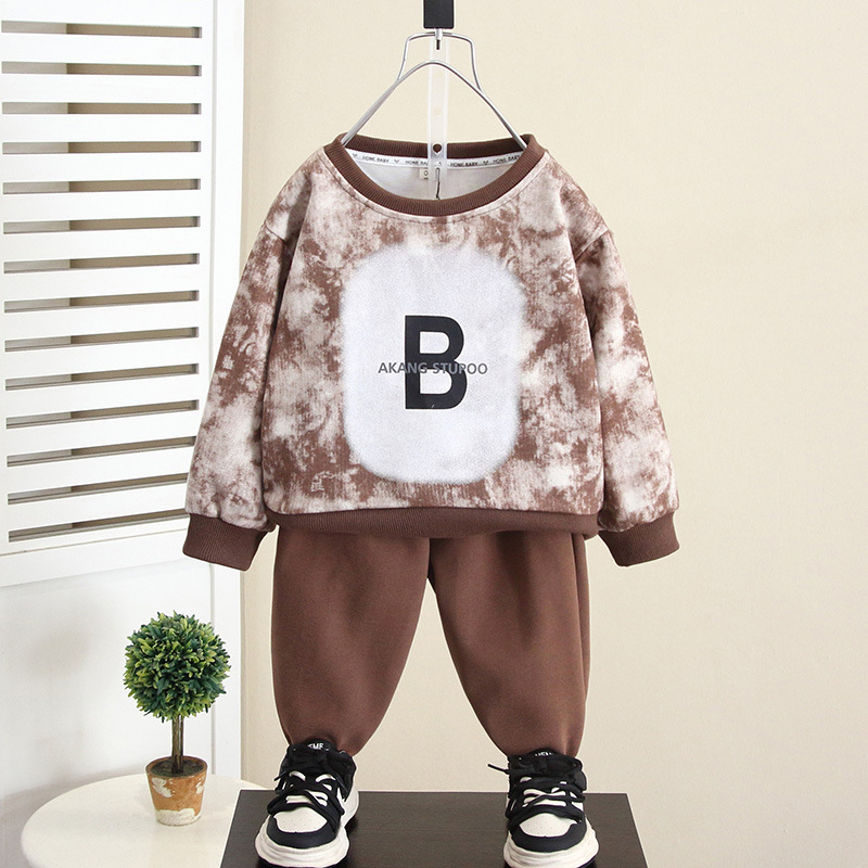 6317 Traje para niños Suéter casual de otoño de dos piezas para niños 2025 nuevo estilo ropa de otoño para bebés ropa deportiva para niños