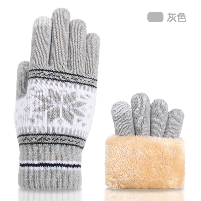 新作ニット毛糸雪の結晶タッチスクリーン手袋 男女兼用 秋冬保温卸売 クリスマスマジックグローブ 大人用|undefined