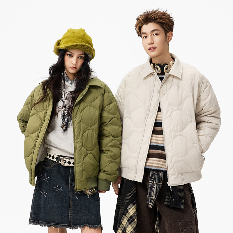 Acu Men's Clothing | American-Style Outdoor Turn-Down Collar Lightweight 90% down Jacket for Men and Women, Couple's Winter Trendy Loose Warm Coat.