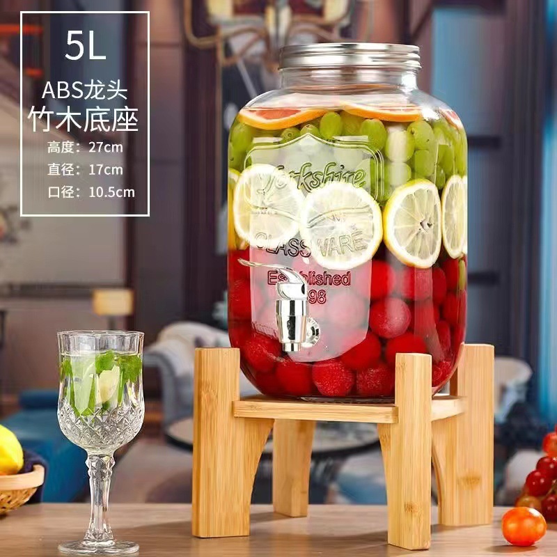 Celebridad de Internet de gran capacidad de vidrio comercial fruta barril de coque Fábrica directa jugo tarro enzima barril bebida barril con grifo