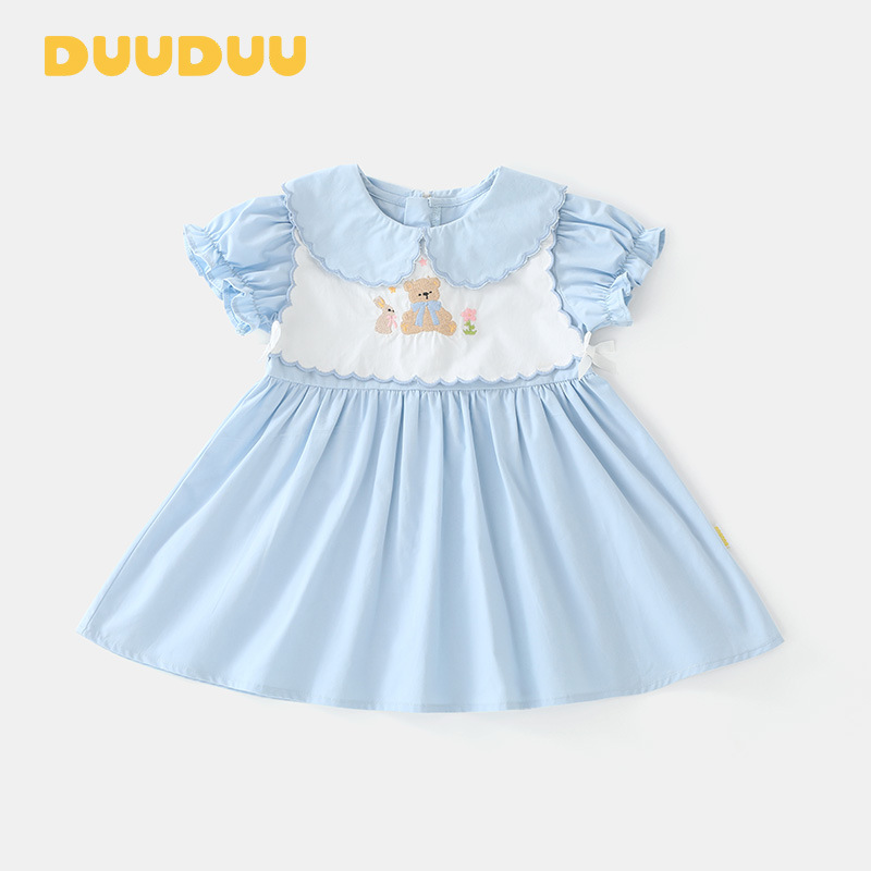 Duuduu Two-Piece Set 2025 New Pure Cotton Thin Kidsren's Clothing Baby Skirt Princess Skirt Girls Dress Summer