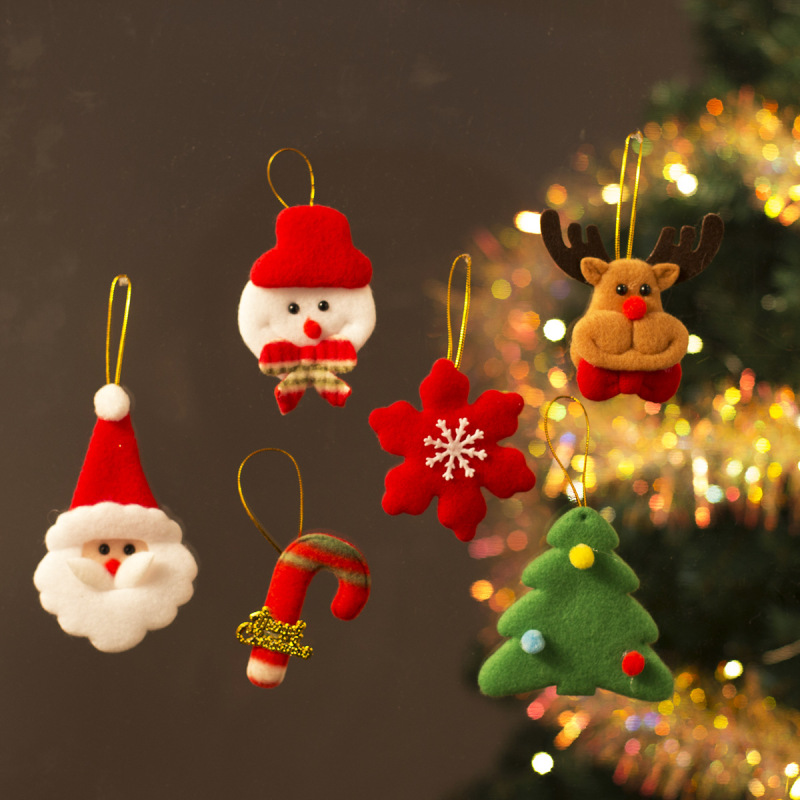 クリスマスツリー装飾アクセサリークリスマス装飾品フェルト布小さな雪だるま老人ペンダントツリートップ星五芒星|undefined
