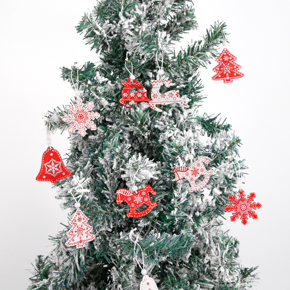 Adornos navideños de madera en caja de Amazon, decoración de escena navideña para ventana, adornos para árbol de Navidad, reno, copo de nieve