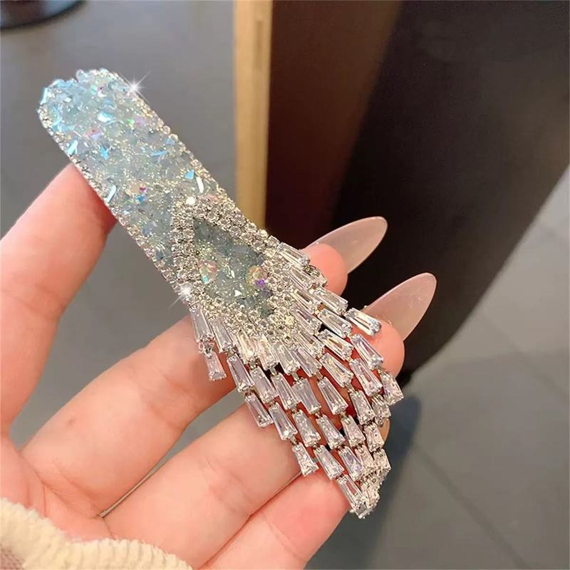 民族风治愈系闪钻珍珠名族风前额流苏边夹女个性刘海夹发卡发饰|undefined