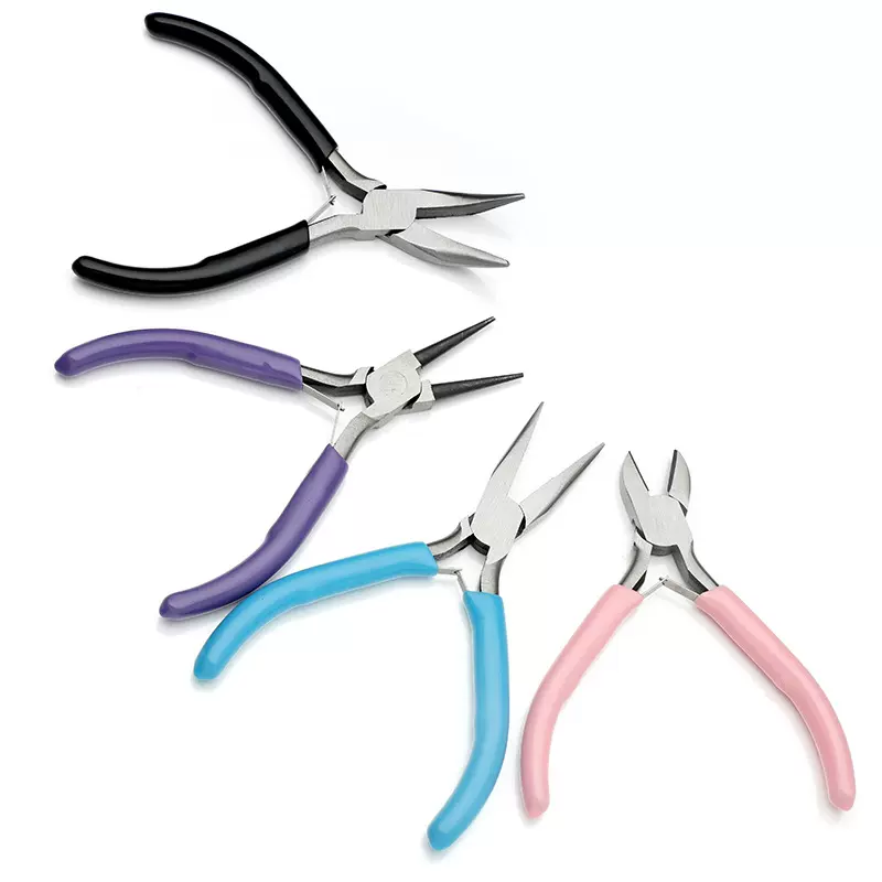 手工diy粉色尖嘴钳珠宝钳 多功能珠宝钳套装迷你首饰绕线串珠工具