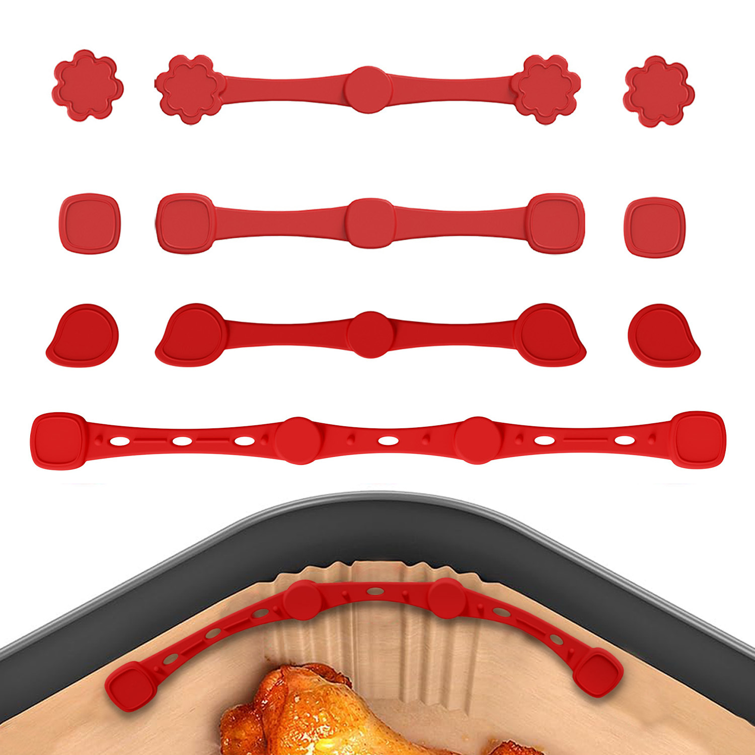 Sınır ötesi mıknatıs klipsi sabit iç parşömen kağıdı kaplı hava fritöz pedi gıda sınıfı yüksek sıcaklığa dayanıklı silikon mıknatıs tokası taşınabilir