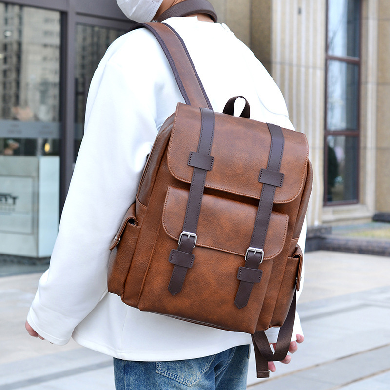 Cross-Border Large-Capacity Pu British Style Backpack Casual Business Computer Bag Male Student School Bag Travel Backpack