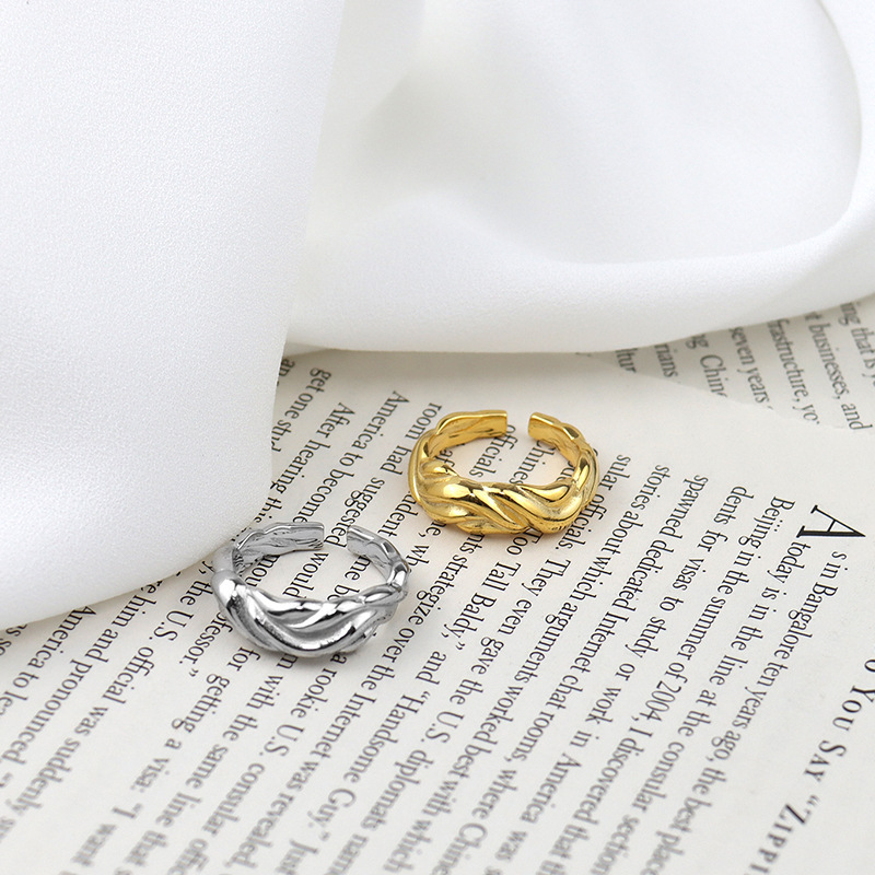 Korean fashion wave pattern index finger ring simple design geometric opening ring