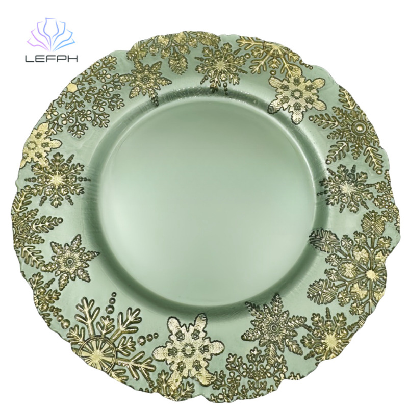 12inch Christmas Series Modern Simple Style Decorative Fruit Plate Green Snowflake High-Value Tableware for Family Use 12inch Christmas Series Modern Simple Style Decorative Fruit Plate Green Snowflake High-Value Tableware for Family Use