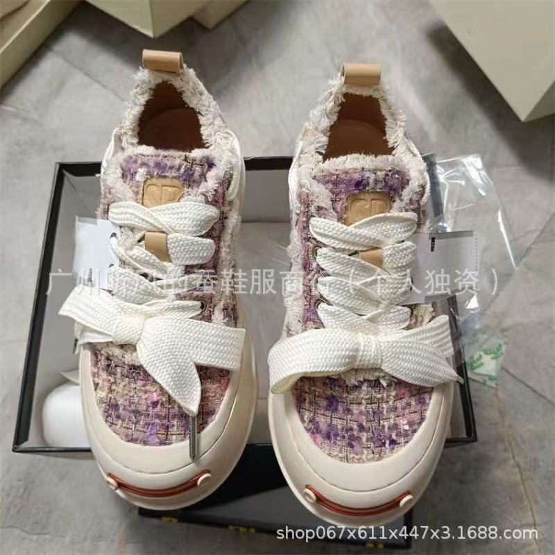 檀健次同款帆布鞋绑带 开口笑系带厚底增高板鞋 时尚潮流帆布女鞋|undefined