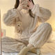 Winter Thickened Pajamas Women's Plush Cute Sweet fleece-lined Warm Puppet Bear Home Clothes Women's Internet Celebrant suit