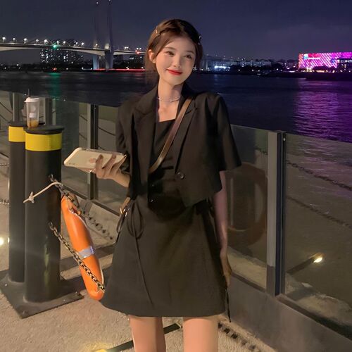 Summer Two-Piece Korean-Style Design Sweet and Cool Blazer Short Sleeve Loose Women's Suit Set