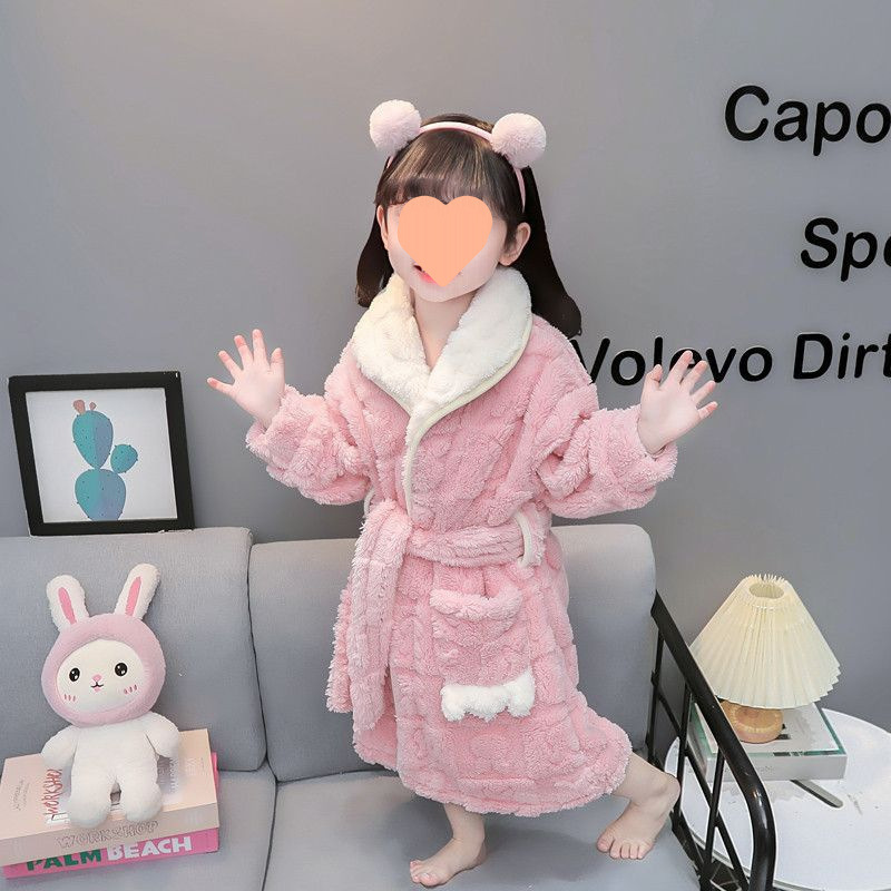어린이 목욕 가운 플란넬 가을과 겨울  잠옷 반 차가운 소녀의 산호 양털 목욕 가운 겨울 소녀 잠옷