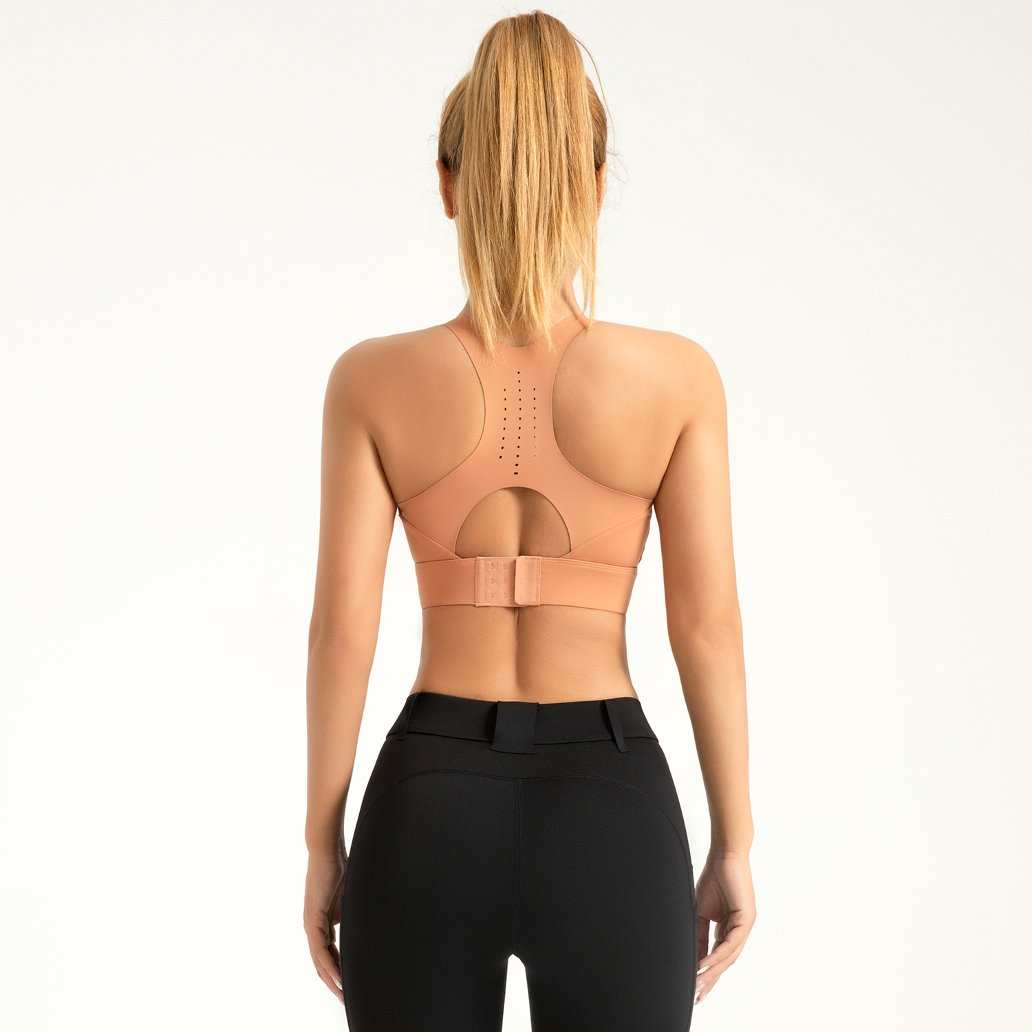 Área transfronteriza agujero sensación yoga sujetador trasero respirable botón de alta resistencia a prueba de choques ropa interior deportiva