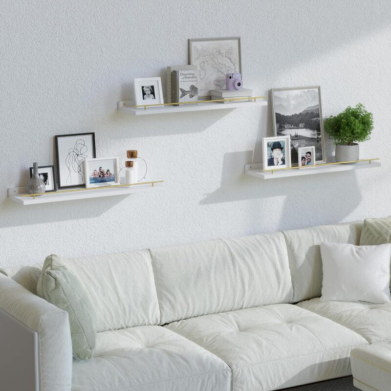 Cross-Border Custom 3-Piece Wall Decoration with Gold Metal Guardrail Floating Photo Frame