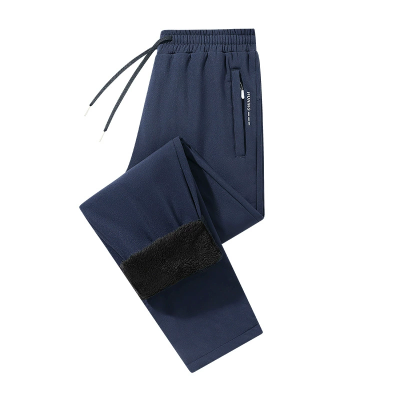 Новые осенне-зимние мужские теплые флисовые брюки больших размеров для мужчин молодого и среднего возраста, повседневные прямые брюки для больших парней.