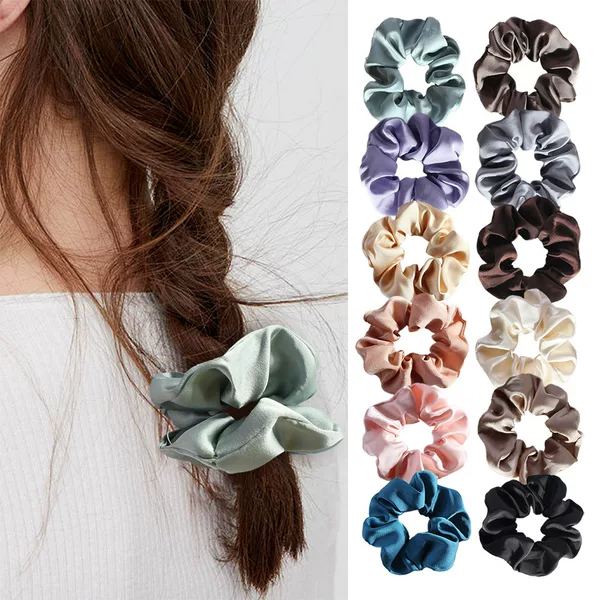 Cross-Border Amazon Best-Selling Large Intestine Hair Band for Women with Ponytail and Knotted Headband to Tie Hair and Hair Accessories Foreign Trade Single-Sided Linen
