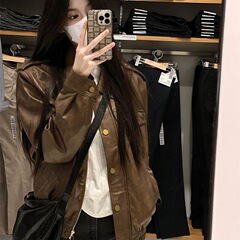 美式感皮衣外套女短款2025春秋新款时尚简约洋气百搭皮夹克潮