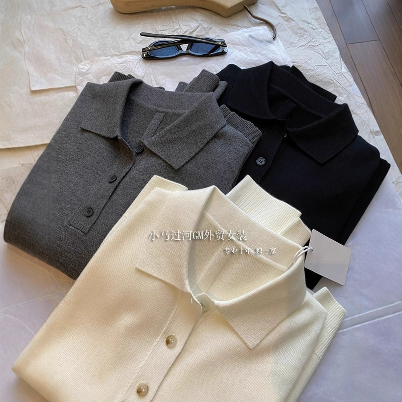 Love It! ! Never Get Tired of It~R*W French High-Quality Elegant Polo Collar Long-Sleeved Knitwear Top for Women in Autumn and Winter Love It! ! Never Get Tired of It~R*W French High-Quality Elegant Polo Collar Long-Sleeved Knitwear Top for Women in Autumn and Winter