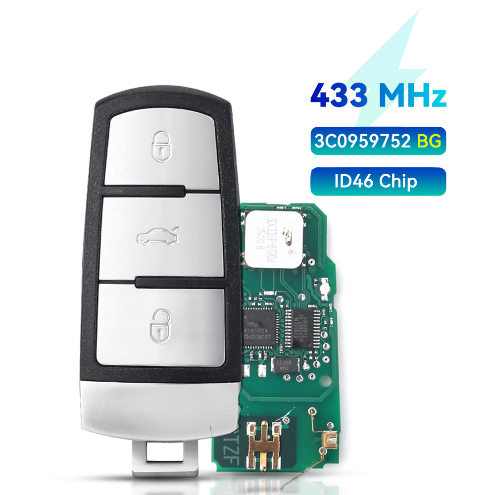 Suitable for Volkswagen 3-Key Smart Remote Control Car Key 3C0959752Ba/Bg Id48/46 433Mhz