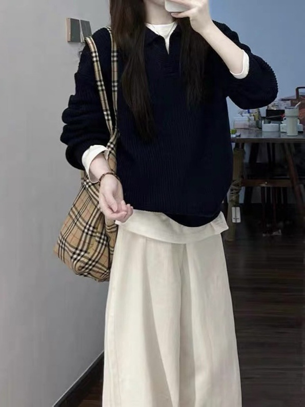 American Polo Collar Knitwear, High-End V Neck Knitwear, Customized Processing with Drawings, Materials and Samples, Non-Returnable and Non-Exchangeable