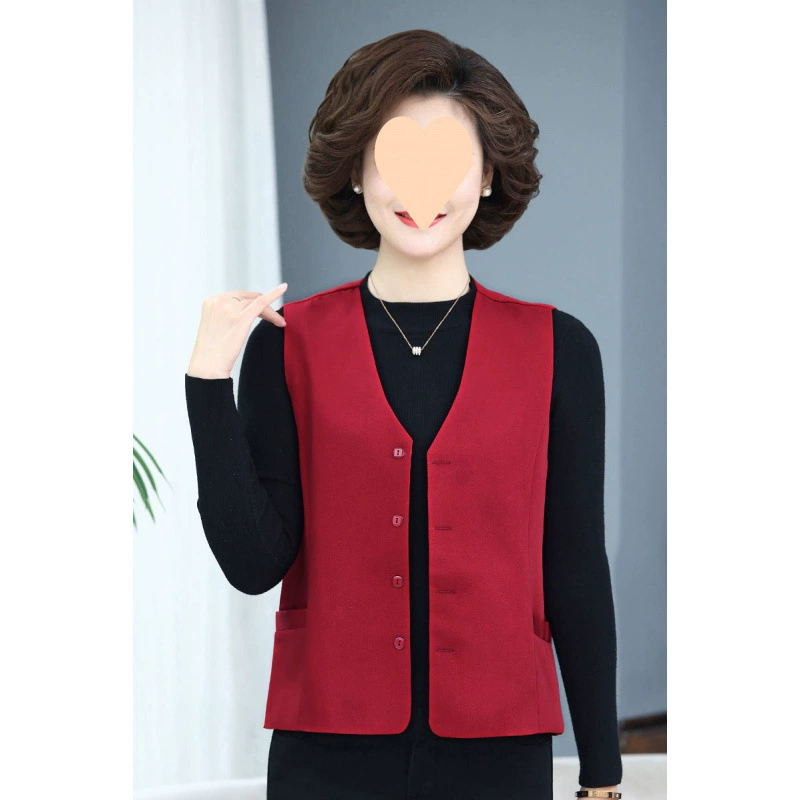 Весенне-осенний женский однотонный короткий жилет среднего возраста, новый тонкий стильный универсальный топ для мамы