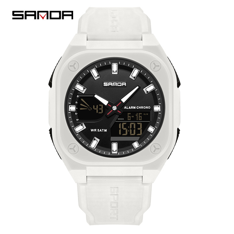 SANDA Sanda 6268 horario de verano despertador impermeable reloj electrónico para estudiantes sincronizados reloj deportivo de luz nocturna multifuncional