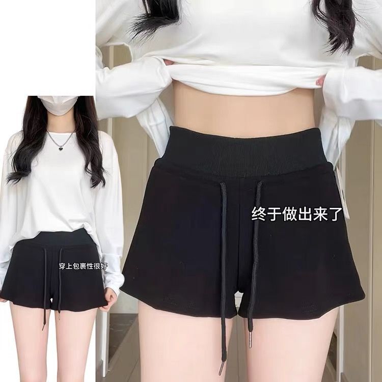 Black Sports Shorts for Women 2025 New Slim Drawstring Cycling A-Line Hip-Hugging Tight Casual Hot Girl Yoga Pants