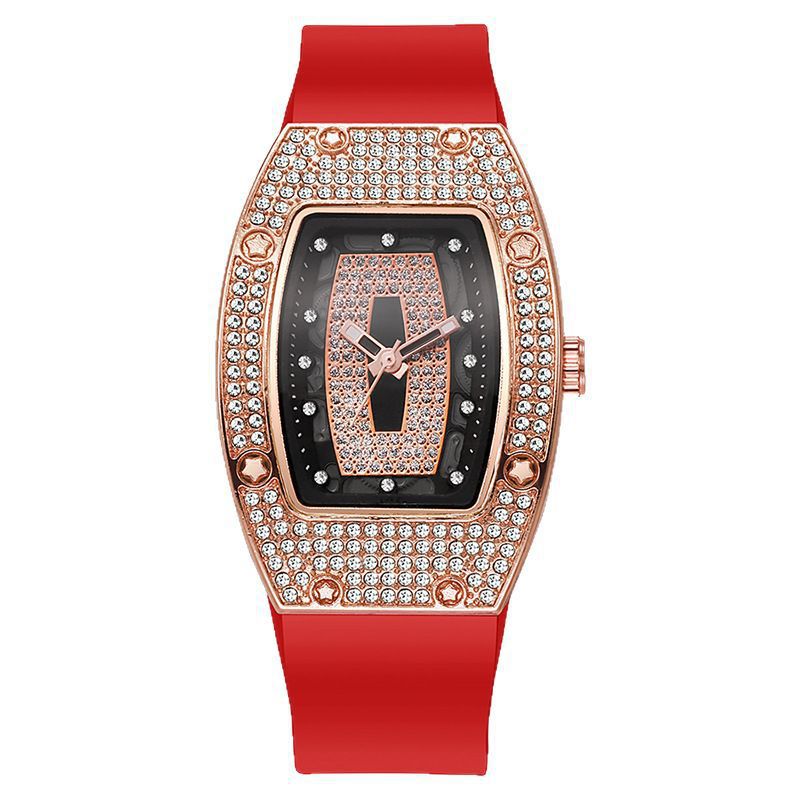 Liu's Wine Barril en forma de diamante cinta de cuarzo reloj de mujer tendencia de moda temperamento reloj de mujer reloj de silicona al por mayor