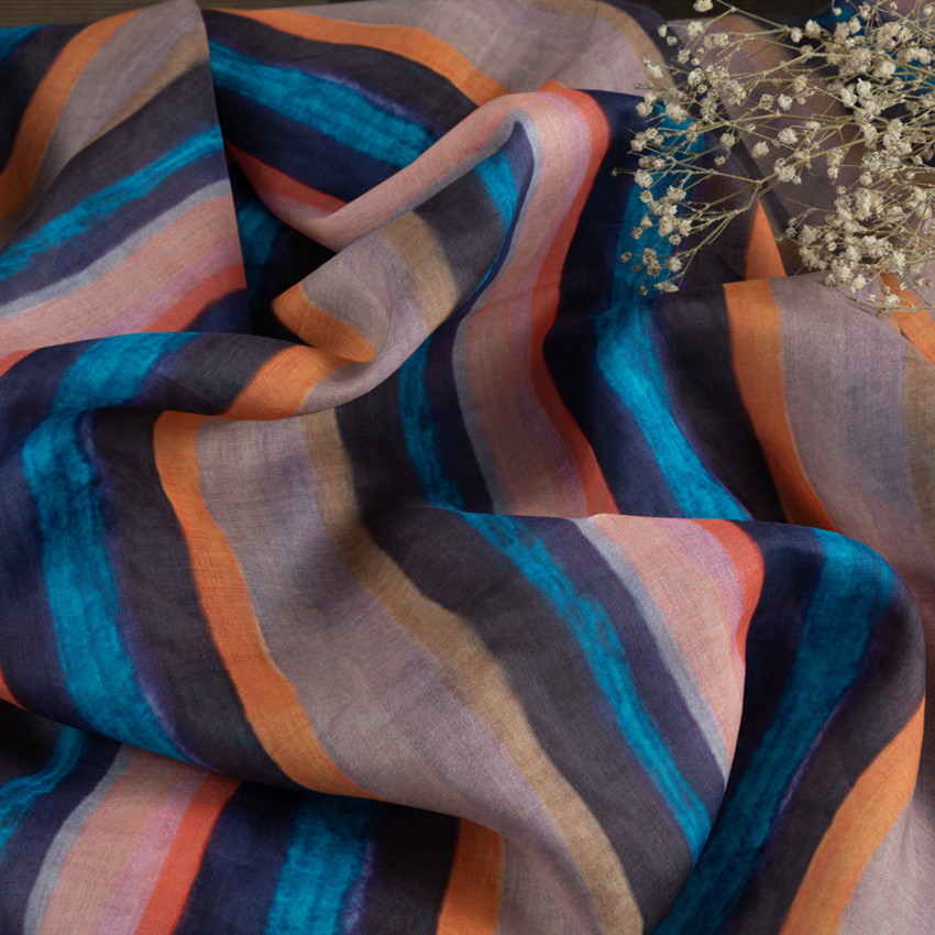 【霓虹】店庆回馈 复古油画风纯苎麻印花面料袍子连衣裙夏布料